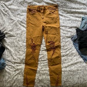 AE hi-rise jegging mustard skinny jean